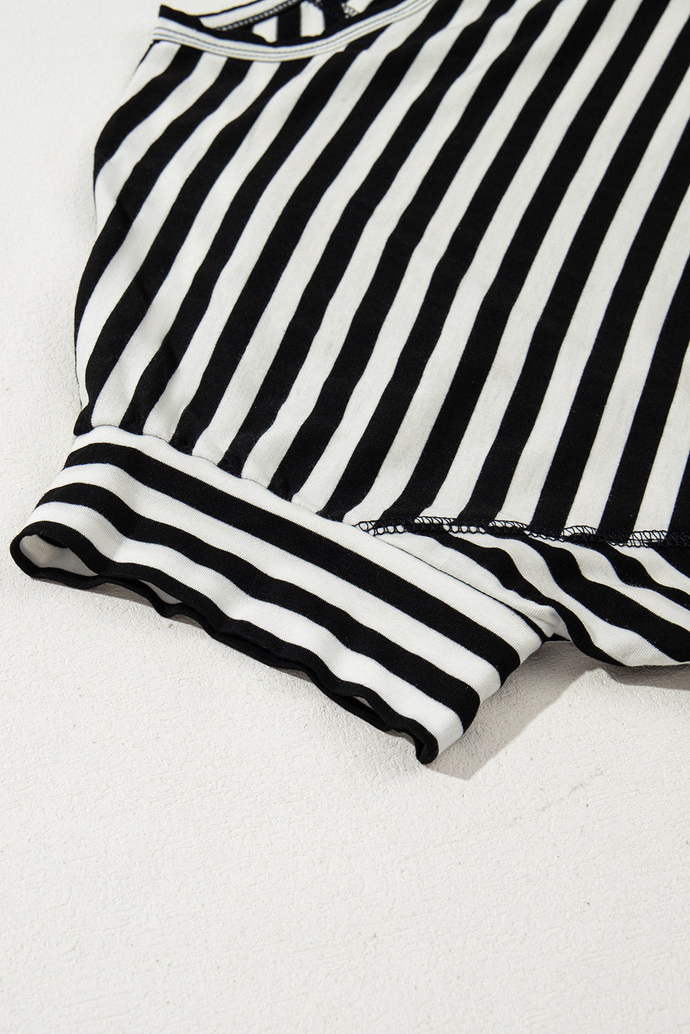 Stripe Batwing Sleeve Crewneck Oversized Top