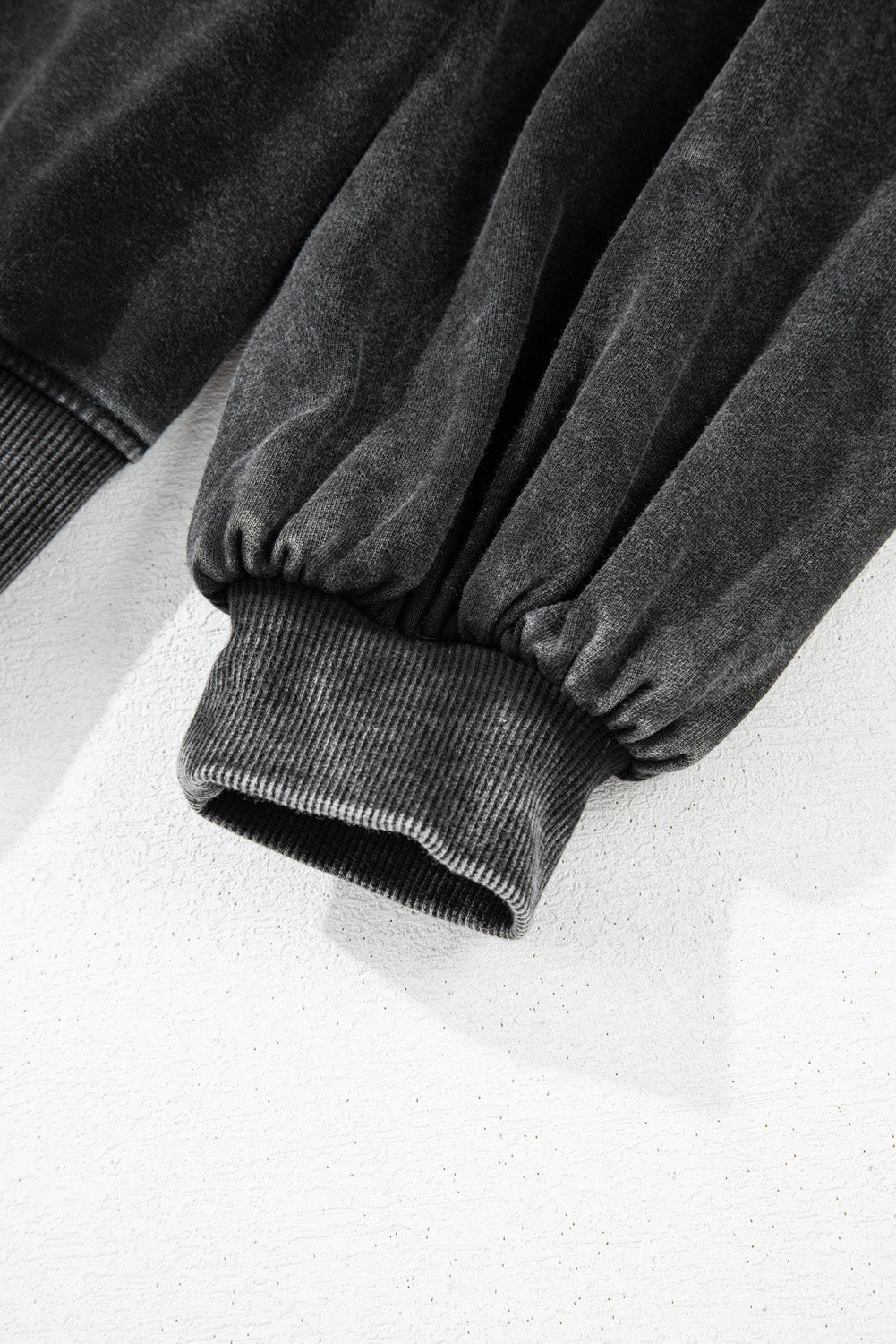 Solid Snap Buttons Collared Balloon Sleeve Oversized Sweatshirt