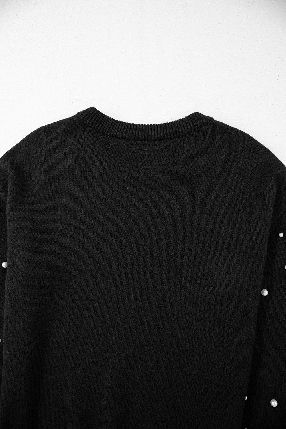 Pearled Drop Shoulder Round Neck Sweater