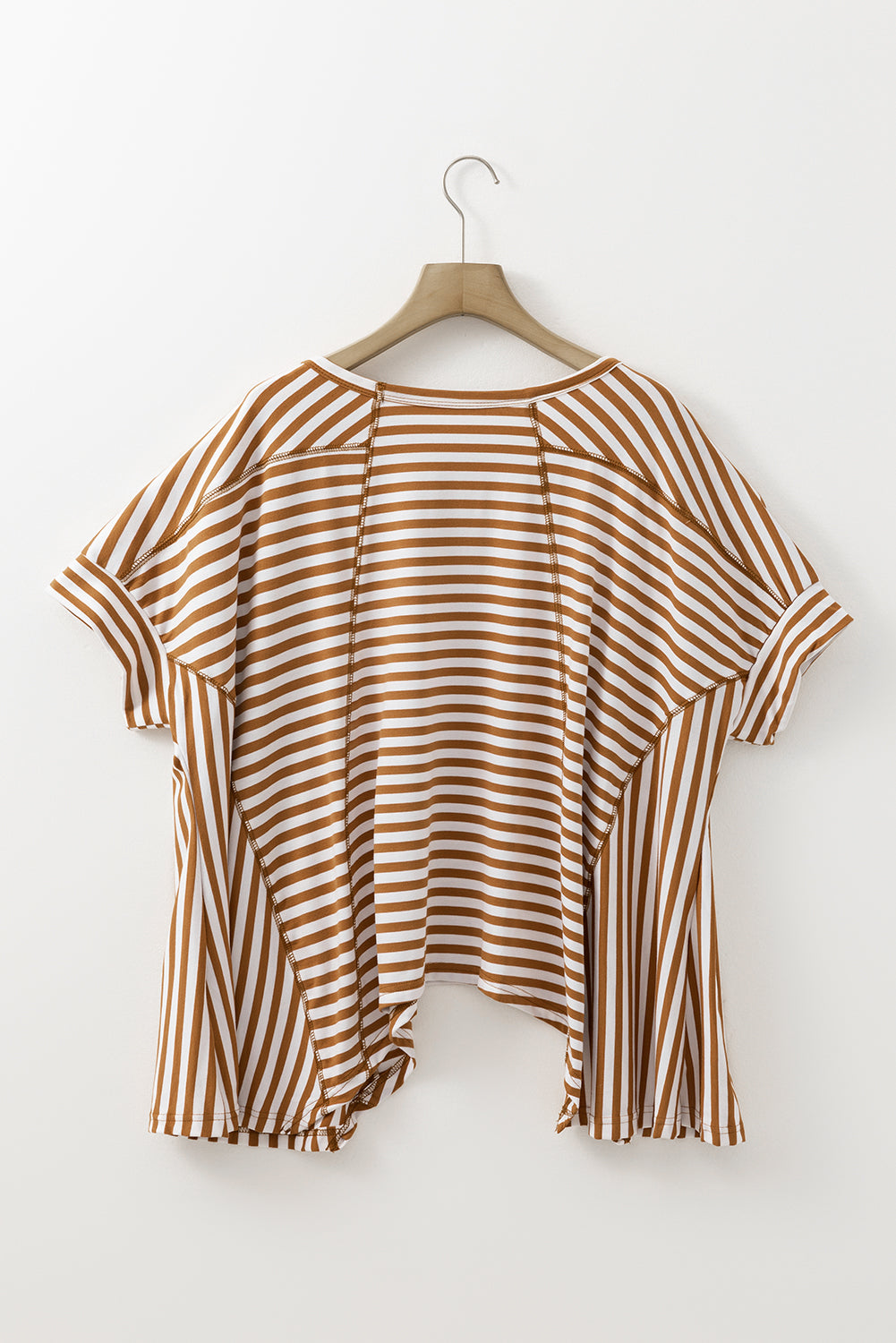 Stripe Batwing Sleeve Crewneck Oversized Top