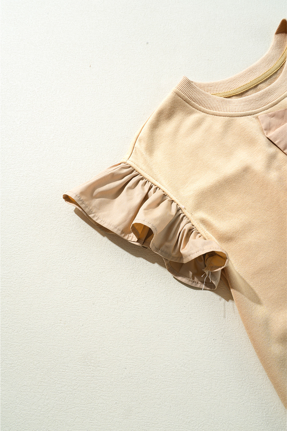 Parchment Ribbon Bow Ruffle Sleeve Top