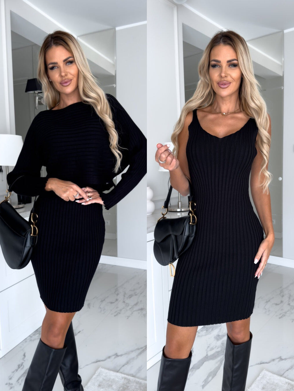2pcs Dress And Cropped Jumper