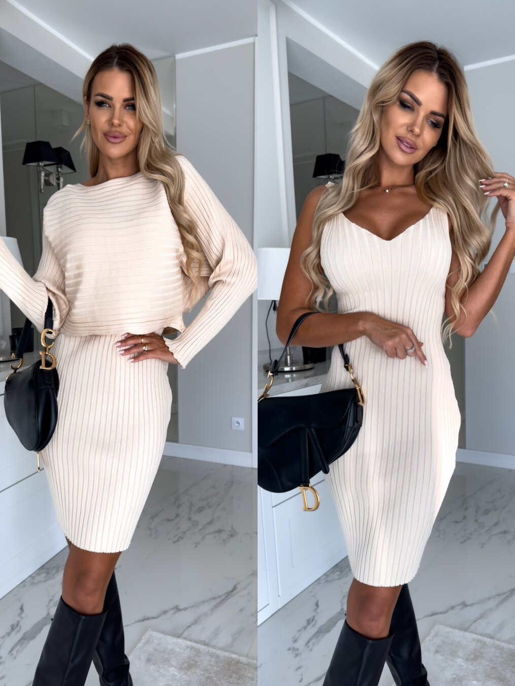 2pcs Dress And Cropped Jumper